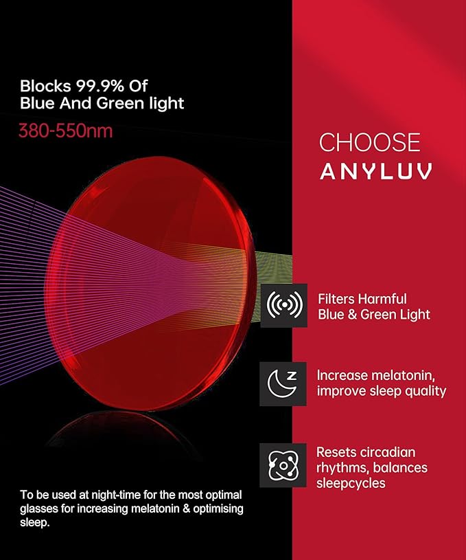ANYLUV Blue Light Glasses for Men/Women, Lightweight Blue Light Blocking Glasses, Anti-Eye Strain Computer Glasses for Gaming