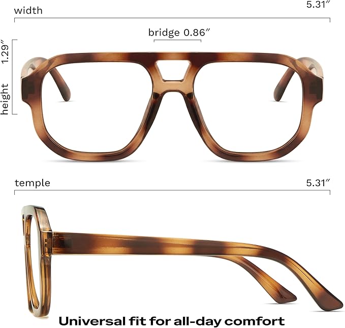 livho Retro Aviator Blue Light Blocking Glasses for Women Men with Soft Case, Trendy Rectangle Computer Eyeglasses