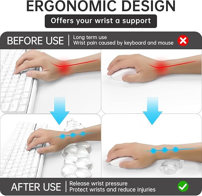 Mouse Pad with Wrist Rest, Soft Cloud Gel Keyboard Mouse Pad Set with Hand Wrist Support, Cute Non Slip Office Desk Accessories for Comfort/Pain Relief/Computer/Laptop (Green Cloud)