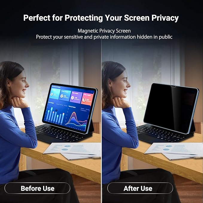 ZOEGAA Privacy Screen Protector for iPad Pro 11 inch M4 5th Gneeration 2024,Anti Blue Light Glare Spy Private Filter