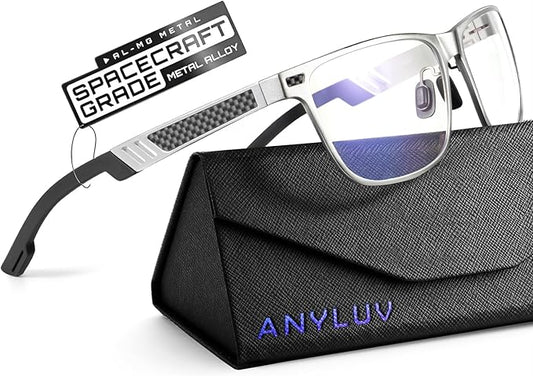 ANYLUV Blue Light Blocking Glasses Men Computer Gaming Glasses Lightweight Al-Mg Metal Anti Eyestrain Eye Protection