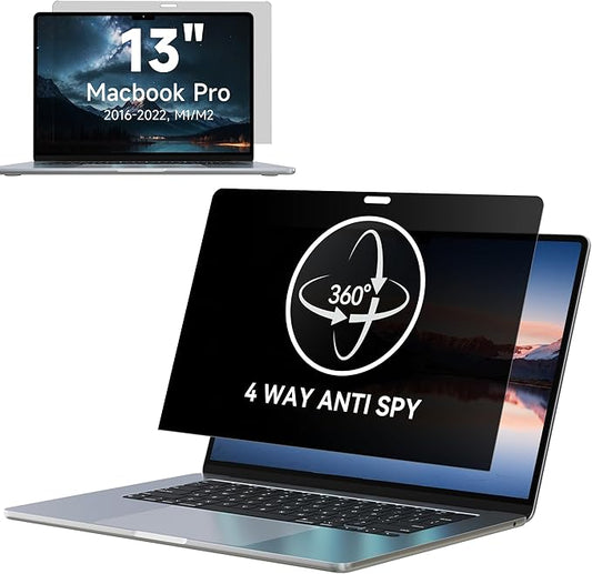 IPROKKO 360° Privacy Screen MacBook Pro 13 inch (2016, 2017, 2018, 2019, 2020, 2021, 2022, M1, M2) & MacBook Air 13" (2018-2021, M1), Matte Anti Glare Blue Light 13In Mac Scratch Resistant Laptop Screen Protector Filter