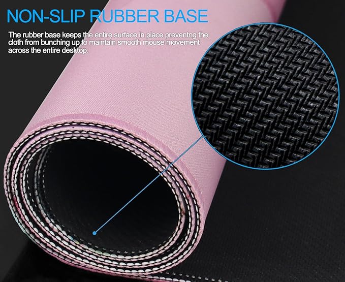 Large Mouse Pad, Gaming Pad with Non-Slip Rubber Base, Waterproof Mousepad with Stitched Edges, XXL Computer Long Keyboard Mouse Mat for Gamer, Office & Home, 31.5" x 15.7", Marble Pink