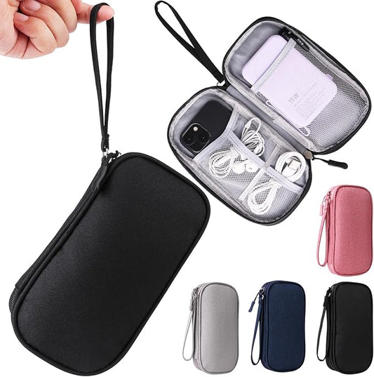 Universal Cable Organizer - Electronics Accessories Bag for Charger, Phone, Memory Cards & Travel Gadgets (Black)