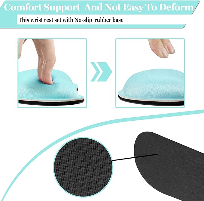 BamLue Upgrade Silky and Superfine Fabric Keyboard Wrist Rest, Gel Mouse Wrist Pillow Pad Set for Easy Typing & Pain Relief for Laptop, Office & Home, Ergonomic Sets for Keyboard-Green Gradient