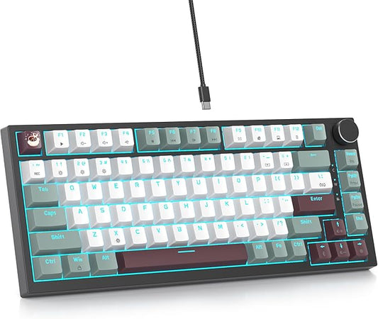 Mist 75% Wired Gaming Keyboard - Hot Swappable, Gasket Mount, Red Switch, RGB Backlit 82-Key TKL Mechanical Keyboard, NKRO for PC/Laptop Windows Gamers