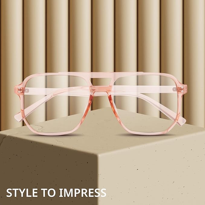 livho Retro Aviator Blue Light Blocking Glasses for Women Men with Soft Case, Trendy Rectangle Computer Eyeglasses