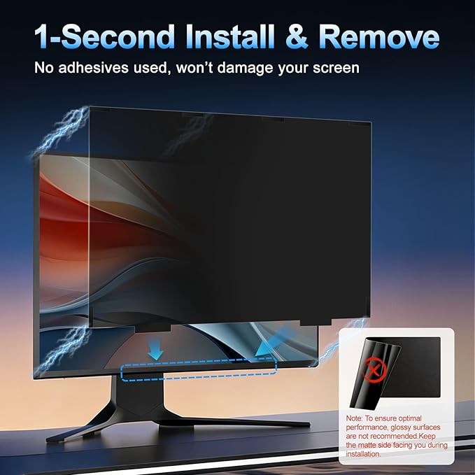 2 Pack Magnetic 27 Inch Computer Privacy Screen for Monitor 16:9 Aspect Ratio, Anti-Glare Blue Light Computer Monitor Privacy Shield, Removable Anti-Spy Screen Protector