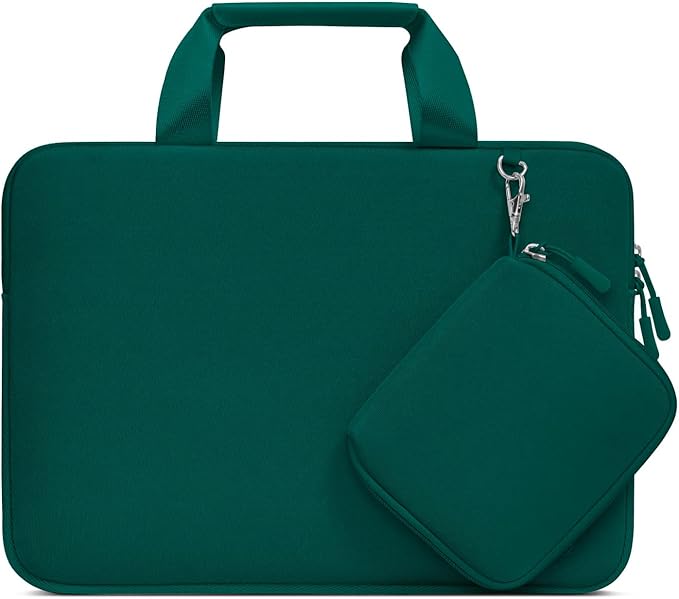 MOSISO Laptop Case 13.3 inch, 13-13.3 inch Laptop Sleeve Bag Compatible with MacBook Air/Pro 13 / Pro 14, HP Dell ASUS, Neoprene Carrying Computer Bag with Handle&Detachable Small Case, Teal Green