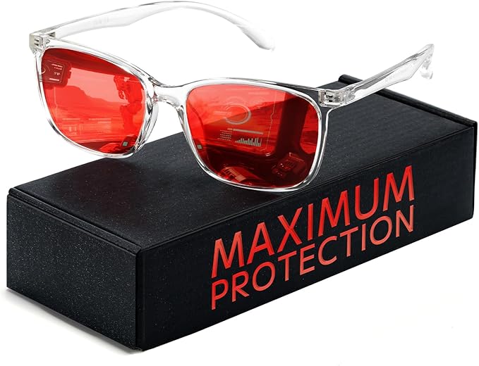 TIJN Sleep Glasses for 99.9% TR90 Blue Green Light Blocking Dual AR Coatings Red Lens for Computer Gaming Reduce Eyestrain