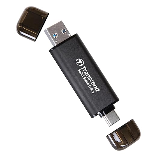 Transcend ESD310 512GB External SSD, Up to 1,050MB/s, Dual USB Flash Drive for iPhone/iPad/Mac/Windows, Android/Tablet/PC, USB 3.2 Gen 2 Thumb Drive Photo Stick, 2-in-1 Type C &Type A Memory Stick by Transcend