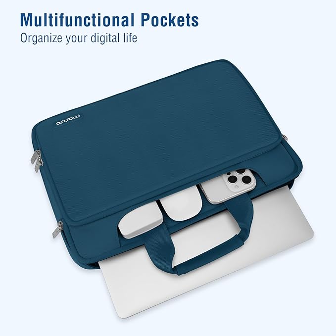 MOSISO 360 Protective Laptop Case 13.3 inch, 13-14 inch Laptop Sleeve Compatible with MacBook Air/Pro 13/Pro 14 M5 M4 M3 M2 M1, HP Dell ASUS Lenovo,Computer Bag with Belt, Teal Green