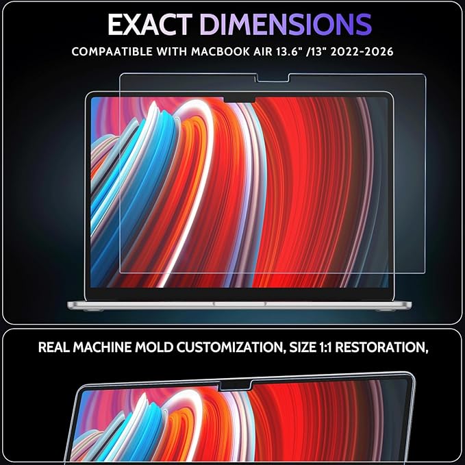 Peslv Magnetic Anti Blue Light Screen Protector for MacBook Air 13.6/13 Inch (2022-2026, M2, M3, M4, M5), Removable Glare Filter for 13.6" Mac Laptop Computer