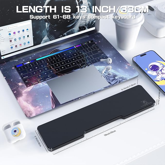 SELORSS Acrylic Keyboard Wrist Rest - Compact 60% Keyboard- Mechanical Keyboards Ergonomic Palm Rest for Computer Keyboard,Anti-Slip Base,Wrist Pad for Laptop,Office & Home-Easy Typing (Black)