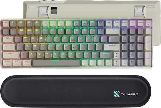 Wireless Mechanical Keyboard, 100-Key 96% Layout Gaming Keyboard with Wrist Rest, Hot-Swappable Silent Linear Switches, Tri-Mode BT/2.4G/USB-C, LED Backlit, 3000mAh Battery for Windows and Mac