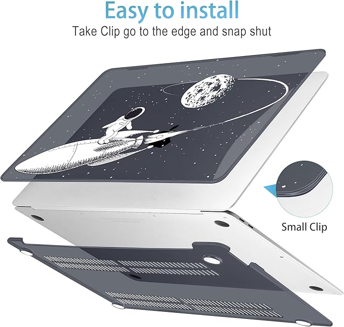 Mektron for MacBook Air 13 inch Case 2021-2018 Release A2337 M1 A2179 A1932, Plastic Hard Shell Case & Keyboard Cover Only Compatible with MacBook Air 13 inch Retina Fits Touch ID,Astronauts