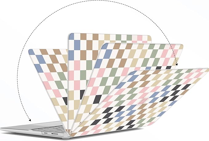 G JGOO Case for Microsoft Surface Laptop 15 inch Touchscreen Copilot + PC 2024 (7th Edition) Model 2037, Protective Plastic Hard Shell Case with Keyboard Cover & Screen Protector, Colorful Checkered