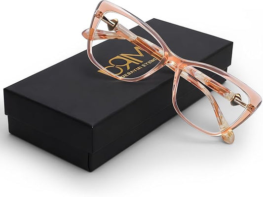 DOERAYM Blue Light Glasses for Woman: Amber Tint Reading Glasses for Night Shift Nurses & Office Workers