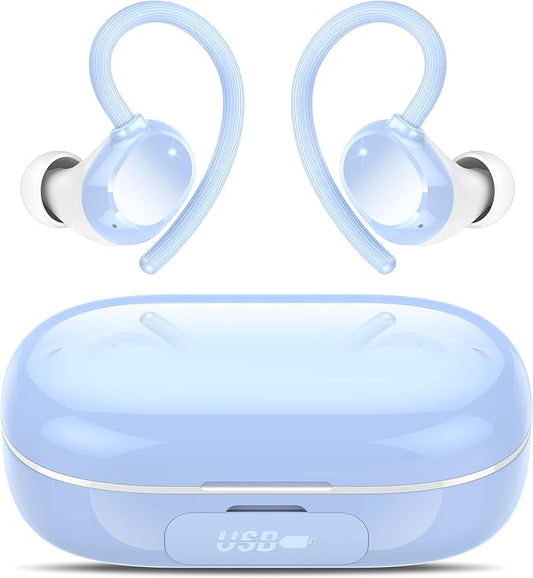 Ear buds Wireless Bluetooth Earbuds Sport 128H Playtime 2026 NEW Bluetooth 5.3 Headphones with LED Display Powerful Bass Over Ear Earphones with Earhooks IP7 Waterproof for Gym/Running/Workout
