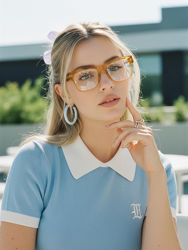 VISOONE TR90 Square Blue Light Blocking Glasses Fashion Computer Eyewear for Women and Men RANDI