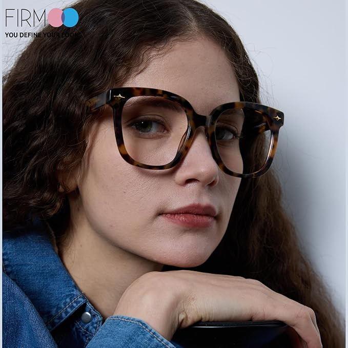 Firmoo Oversized Blue Light Glasses for Women Men Large Frame Anti Eyestrain & UV Protection Computer Gaming Blue Blocker Eyeglasses(Tortoise)