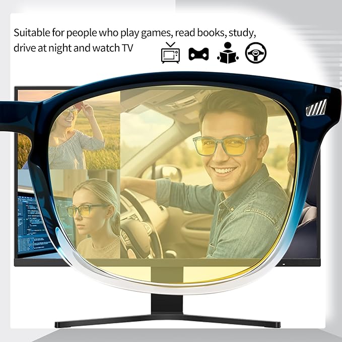 Polarized Sunglasses for Women Men, Night Driving Glasses Anti Glare Yellow Lens UV 400 for Day Night Use