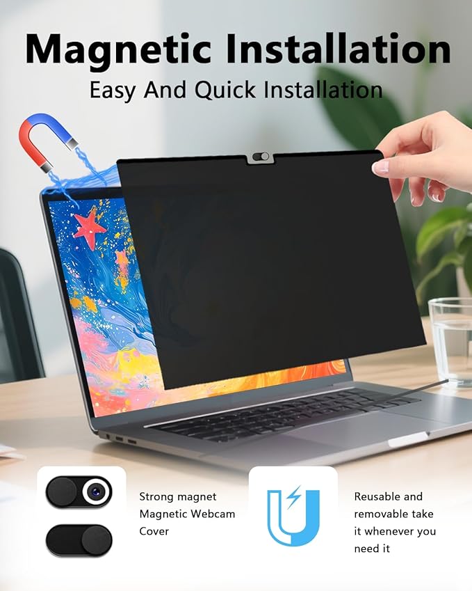 Magnetic Privacy Screen Protector for MacBook Pro 14 Inch 2021-2026 (M1/M2/M3/M4/M5/Pro/Max), Removable Anti Spy Glare Blue Light Shield, 14.2" Mac Laptop Privacy Filter