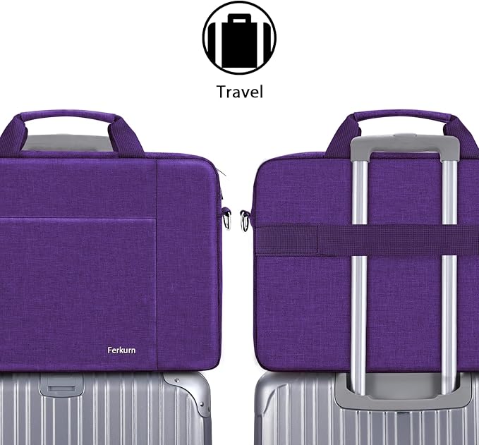 Ferkurn Laptop Bag Case for Women Men Computer Bag Compatible with HP Envy Pavilion Omen/LG Gram/MSI/Dell Inspiron XPS/Lenovo/Acer, Shoulder Strap Carrying Messenger Briefcase, Purple, 17 17.3 Inch