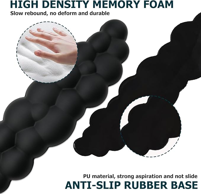 Cloud Wrist Rest Keyboard, PU Leather Memory Foam Wrist Rest for Computer Keyboard, Ergonomic Keyboard Wrist Rest Pad and Cute Mouse Wrist Rest for Gaming, Office, Computer, Typing Pain Relief, Black
