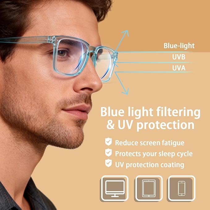 BIRDDIE Blue Light Blocking Glasses for Women & Men, UV400 Anti-Glare Computer Glasses for Gaming,Reading & Eye Strain Relief