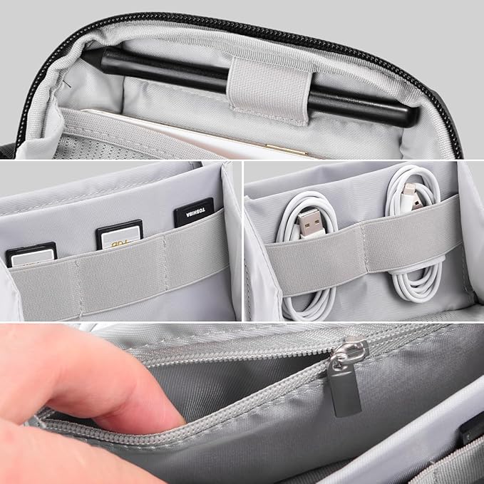DDgro Small Electronics Organizer Travel Case - Organizer Pouch for Cable, Cord, Charger (Dark Grey-Mini)