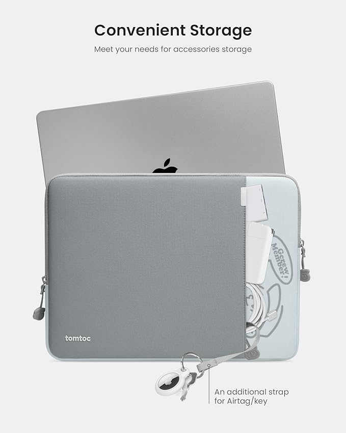 tomtoc 360° Protective Laptop Sleeve for 15-inch New MacBook Air M5/A3448 (2026), M4/A3241, M3/A3114, M2/A2941, Water-Resistant Laptop Case Fits 15-inch MacBook Pro A1990 A1707 & Surface Laptop AI PC