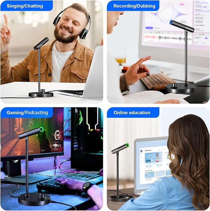 Aokeo USB Microphone, Gaming Microphone for PC with Volume Control Buttons for Recording,Podcasting,Streaming,YouTube,PS5 PS4 Mac Laptop