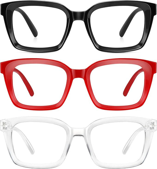 XVXV Reading Glasses for Women Men - Blue Light Blocking Readers Oversize Square Anti Glare with Spring Hinge