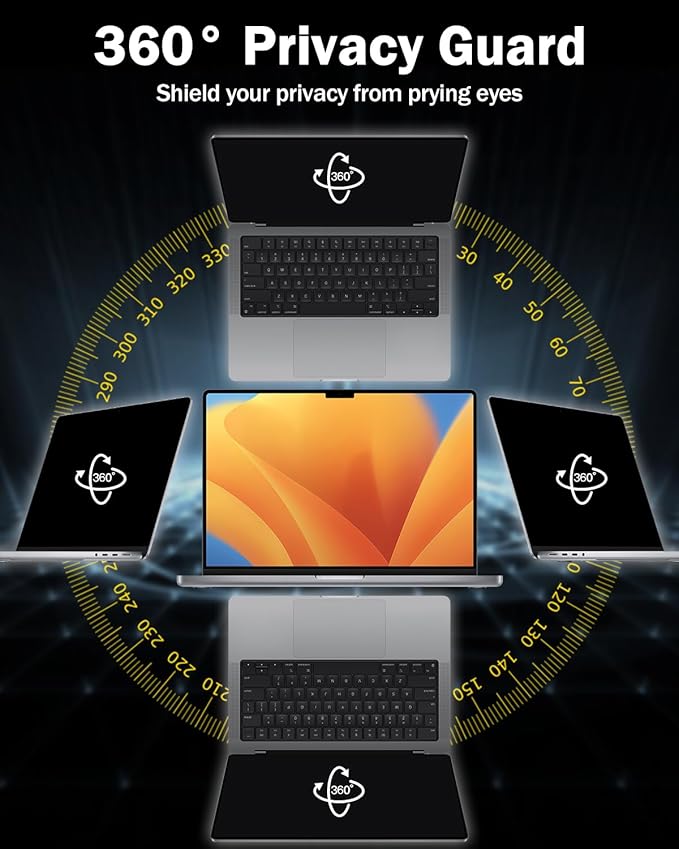 F FORITO 15.6 Inch Laptop Privacy Screen Protector, 360° Anti Peeping and Anti Glare Laptop Privacy Shield Compatible with 15.6" HP/Lenovo/Dell/Acer/ASUS/Thinkpad with 16:9 Aspect Ratio