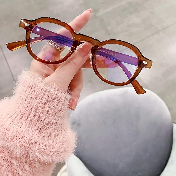 JOVAKIT Trendy Round Blue Light Blocking Glasses for Women Men Retro Vintage Circle Style Non-prescription Computer Glasses