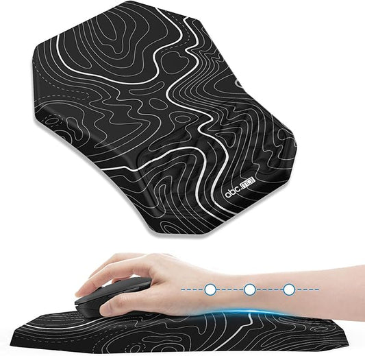 Ergonomic Mouse Pad Wrist Rest Support, Massage Design Surface for Carpal Tunnel Pain Relief, Memory Foam, Non-Slip PU Base for Computer Desk, Topographic Contour