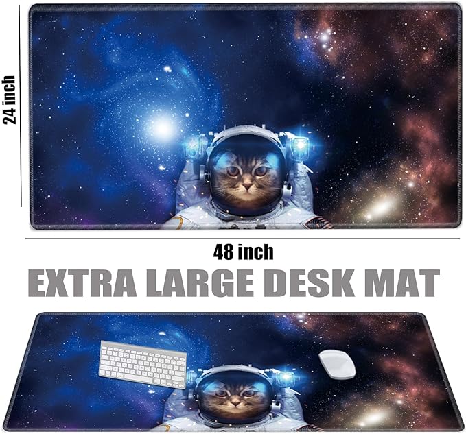 48x24 Mouse Pad Gaming Mousepad 48 Inch Desk Mat Giant Desk Pad Large Computer Mat XXXXL Space Cat Oversized Mouse Mat for Wireless Desktop Work