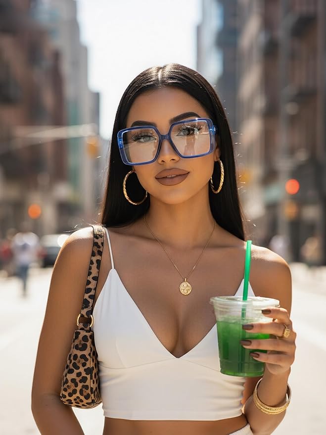 VISOONE Oversized TR90 Blue Light Blocking Glasses Fashion Accessories Non Prescription for Women Harvard