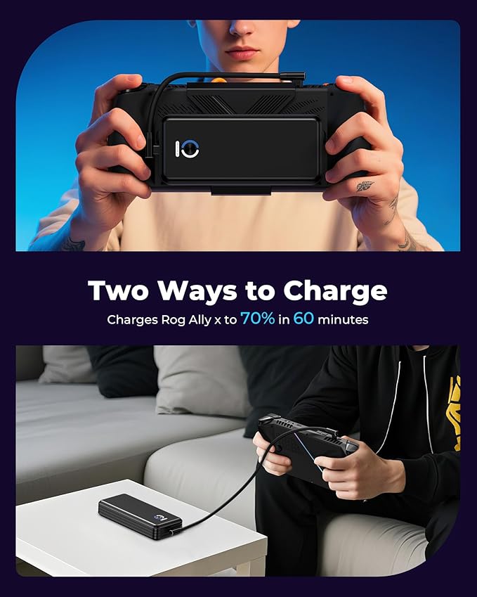 SiWiQU 20000mAh Magnetic Power Bank for ROG Ally X, 65W PD Fast 3.0 Charging Portable Battery Bank, Support 30W Turbo Mode External Battery Pack with Detechable Magnetic Back & Dual USB Cable