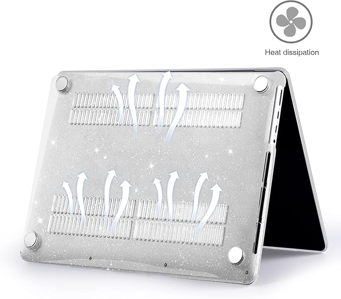 EooCoo Case Compatible with MacBook Pro 14 inch M5 2026-2021 M4 M3 M2 M1 Pro/Max Chip, Hard Shell Cases with Keyboard Cover, Screen Protector - Sparkly Clear