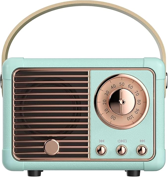Retro Bluetooth Speaker, Wireless Portable Speaker with Crystal Clear Stereo Sound and Rich Bass, Vintage Decor, Retro Decor, Gifts for Teen Girls Boys Women (Blue)