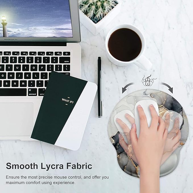 LATEEFAH Mouse Pad with Wrist Rest, 3-in-1 Gaming Mouse Pad, Keyboard Wrist Rest, Ergonomic Memory Foam Mousepad with Wrist Support for Computer Keyboard