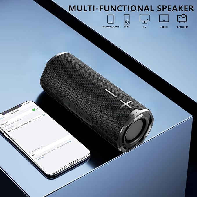 BYANDBY Bluetooth Speaker with IPX5 Waterproof 2 Portable, Long Playtime, Wireless Stereo Pairing, 12W Stereo Sound, BT 5.3, Bassup, Electronics for Home, Shower, Outdoors, Travel(Black)