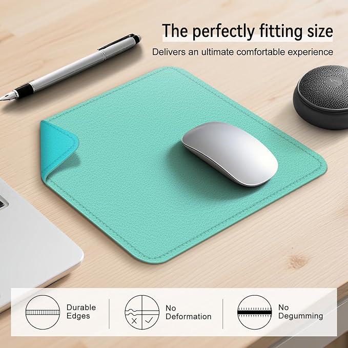 Dual Sided Leather Desk Mat - Waterproof Desk Pad - Ideal for Large Mouse Pad and Desk Mats on Top of Desks (Green, 11"*8")