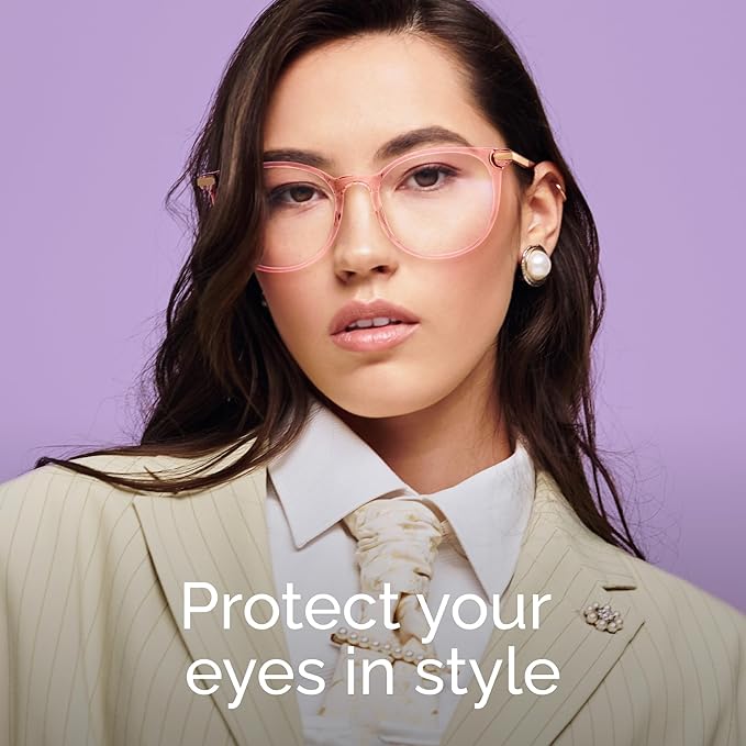 Gaoye Blue Light Blocking Glasses, Retro Round Eyewear Frame Anti Eyestrain Computer Glasses for Women Men - GY1688 (Pink Frame/Transparent Lens)