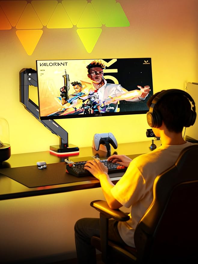 Suptek Single RGB Monitor Mount for 17-32'' Screen up to 22lbs, Gas Spring Monitor Arm, Full Motion Adjustable Desk Stand, Black, MDXDJ