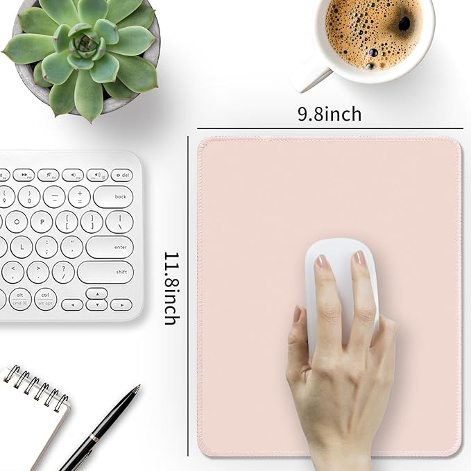 Bloss Small Mouse Pad, Mouse Pad Cute, Desk Matt for Keyboard and Mouse, Beige Mousepad with Stitched Edges, Keyboard Pad for Gaming, Office, Home(11.8 x 9.8 Inches / 3mm)