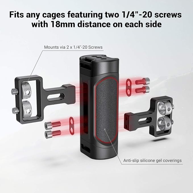 SMALLRIG Mini Side Handle Handgrip with Dual 1/4"-20 Screw Mount for Mirrorless Digital Camera DSLR Camera Small Camera Cage Built-in Wrench, Up and Down Adjustable - 2916 - Image 4