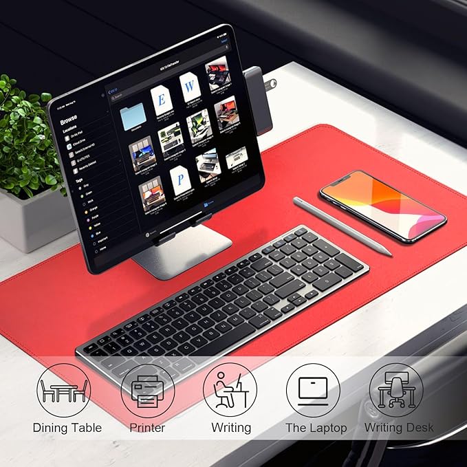 Leather Desk Pad Protector, Desk Mat, Large Mouse Pad, Non-Slip Desk Blotter, Office Laptop Desk Pad, PU Leather Desk Writing Pad for Office and Home (Candy Red, 31.5" x 15.7")